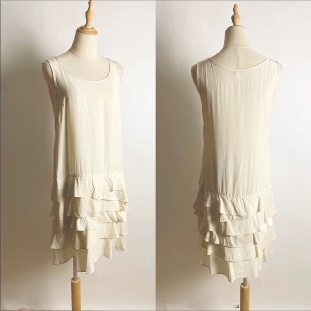 Garnet Hill Silk Sheath Dress Champagne Cream